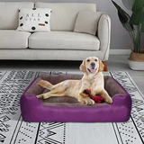 Purple Short Plush Rectangle Detachable Wash Cushion Pet Bed