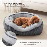 New Dark Grey Short Plush Square Portable Double-faced Pet Bed With Side Bolster