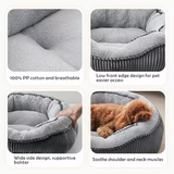 New Dark Grey Short Plush Square Portable Double-faced Pet Bed With Side Bolster