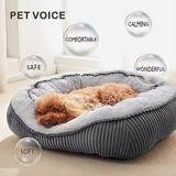 New Dark Grey Short Plush Square Portable Double-faced Pet Bed With Side Bolster