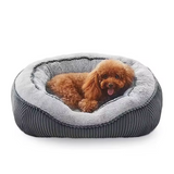 New Dark Grey Short Plush Square Portable Double-faced Pet Bed With Side Bolster
