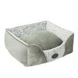 Custom Modern Grey Short Plush Washable Soft Fuzzy Calming Small Rectangle Dog Beds