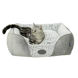 Custom Modern Grey Short Plush Washable Soft Fuzzy Calming Small Rectangle Dog Beds