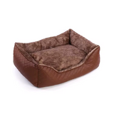 Custom Luxury Pu Leather Rectangle Detachable Wash Cushion Pet Bed