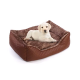Custom Luxury Pu Leather Rectangle Detachable Wash Cushion Pet Bed