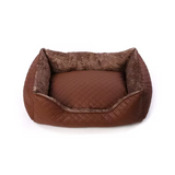 Custom Luxury Pu Leather Rectangle Detachable Wash Cushion Pet Bed