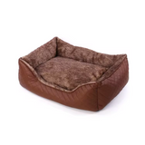 Custom Luxury Pu Leather Rectangle Detachable Wash Cushion Pet Bed
