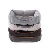 Grey Linen Rectangle Multi Size Pet Bed With Pillow For Sale