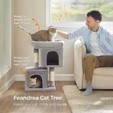 Large Grey Plush Cat Tree House Indoor Climbing Frame