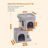 Large Grey Plush Cat Tree House Indoor Climbing Frame