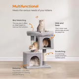 Large Grey Plush Cat Tree House Indoor Climbing Frame