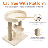 Veige Plush Cat Climbing Frame Scratching Post Tree Scratcher Multihammock