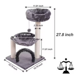 Grey Plush Scratcher Sisal Condo Luxury Cat Tree Tower With Ball