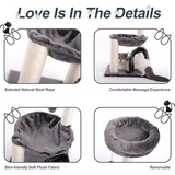 Grey Plush Scratcher Sisal Condo Luxury Cat Tree Tower With Ball