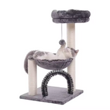 Grey Plush Scratcher Sisal Condo Luxury Cat Tree Tower With Ball