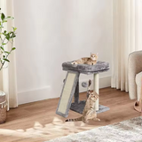 Grey Plush Climbing Tree House Sisal Multilayer Tree Tower For Cats