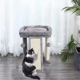 Grey Plush Climbing Tree House Sisal Multilayer Tree Tower For Cats