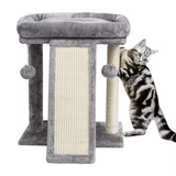 Grey Plush Climbing Tree House Sisal Multilayer Tree Tower For Cats