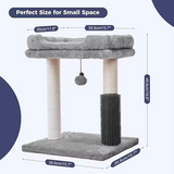 Grey Plush Multi-level Simple Tree Tower With Scratcher Sisal And Ball