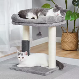 Grey Plush Multi-level Simple Tree Tower With Scratcher Sisal And Ball