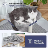 Grey Plush Multi-level Simple Tree Tower With Scratcher Sisal And Ball