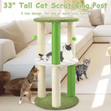 Green Scratch Post Tree Scratcher Beige Tree Tower With Hammock Bed