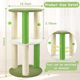 Green Scratch Post Tree Scratcher Beige Tree Tower With Hammock Bed