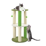 Green Scratch Post Tree Scratcher Beige Tree Tower With Hammock Bed