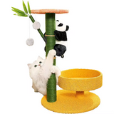 Yellow Plush Bamboo Climbing Multilayer Tree Tower For Cats