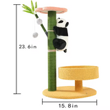 Yellow Plush Bamboo Climbing Multilayer Tree Tower For Cats