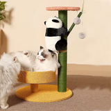 Yellow Plush Bamboo Climbing Multilayer Tree Tower For Cats