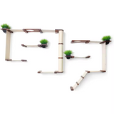 Modern Wooden Sisal Rope Cat Climbing Frame Tree Tower Wall Mounted