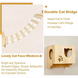 Log Color Cat Tree Wall Mounted House Modern Wooden Tower