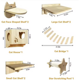 Log Color Cat Tree Wall Mounted House Modern Wooden Tower