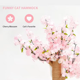 Customized Rattan Pink Cherry Blossoms Floral Cat Tree Tower Toys