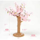 Customized Rattan Pink Cherry Blossoms Floral Cat Tree Tower Toys