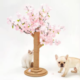 Customized Rattan Pink Cherry Blossoms Floral Cat Tree Tower Toys