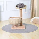 Custom Beige Rattan Cat Tree House Tree Tower