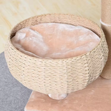 Custom Beige Rattan Cat Tree House Tree Tower