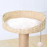 Custom Beige Rattan Cat Tree House Tree Tower