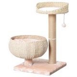 Custom Beige Rattan Cat Tree House Tree Tower