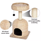 Modern Beige Rattan Sisal Rope Activity Cat Tree Tower