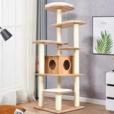 Luxury Log Color Wooden Multi-level Cat Activity Condo Tree Tower