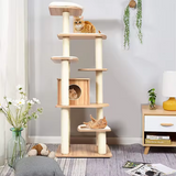 Luxury Log Color Wooden Multi-level Cat Activity Condo Tree Tower