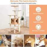 Luxury Log Color Wooden Multi-level Cat Activity Condo Tree Tower