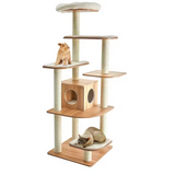 Luxury Log Color Wooden Multi-level Cat Activity Condo Tree Tower