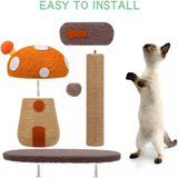 Customized Colorful Lambhair And Rattan Mushroom Cat Tree Toys