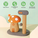 Customized Colorful Lambhair And Rattan Mushroom Cat Tree Toys