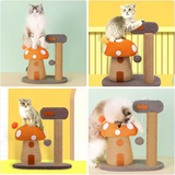 Customized Colorful Lambhair And Rattan Mushroom Cat Tree Toys