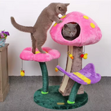 High Quality Colorful Plush Mushroom Scratcher Creative Cat Tree Tower